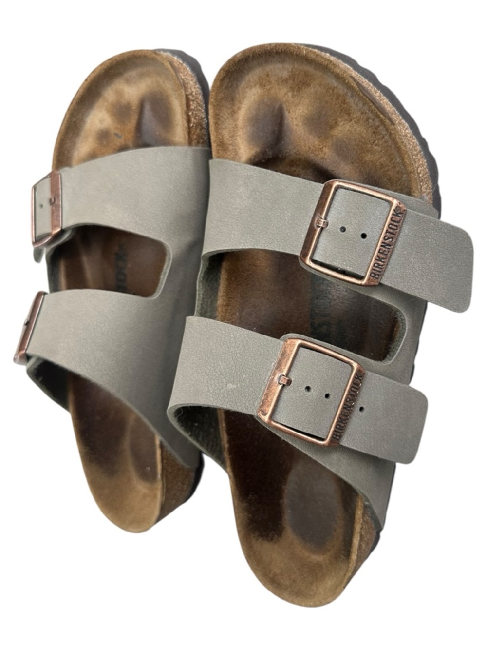 Birkenstock Arizona Birkibuc Sandals Size 38 Stone Copper Buckles Womens 7 7.5 - Picture 7 of 11